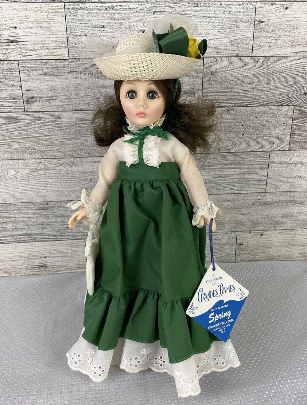Vintage Effanbee Grandes Dames Four Seasons Spring Doll With Box, Tag & Stand